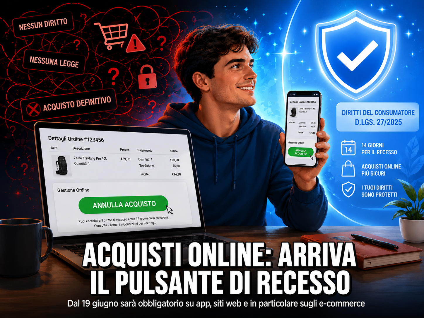 Pulsante recesso: acquisti online rivoluzionati