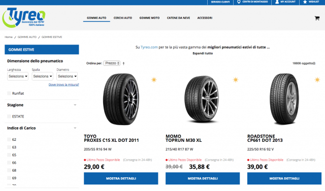 Pagina Categoria / Filtri